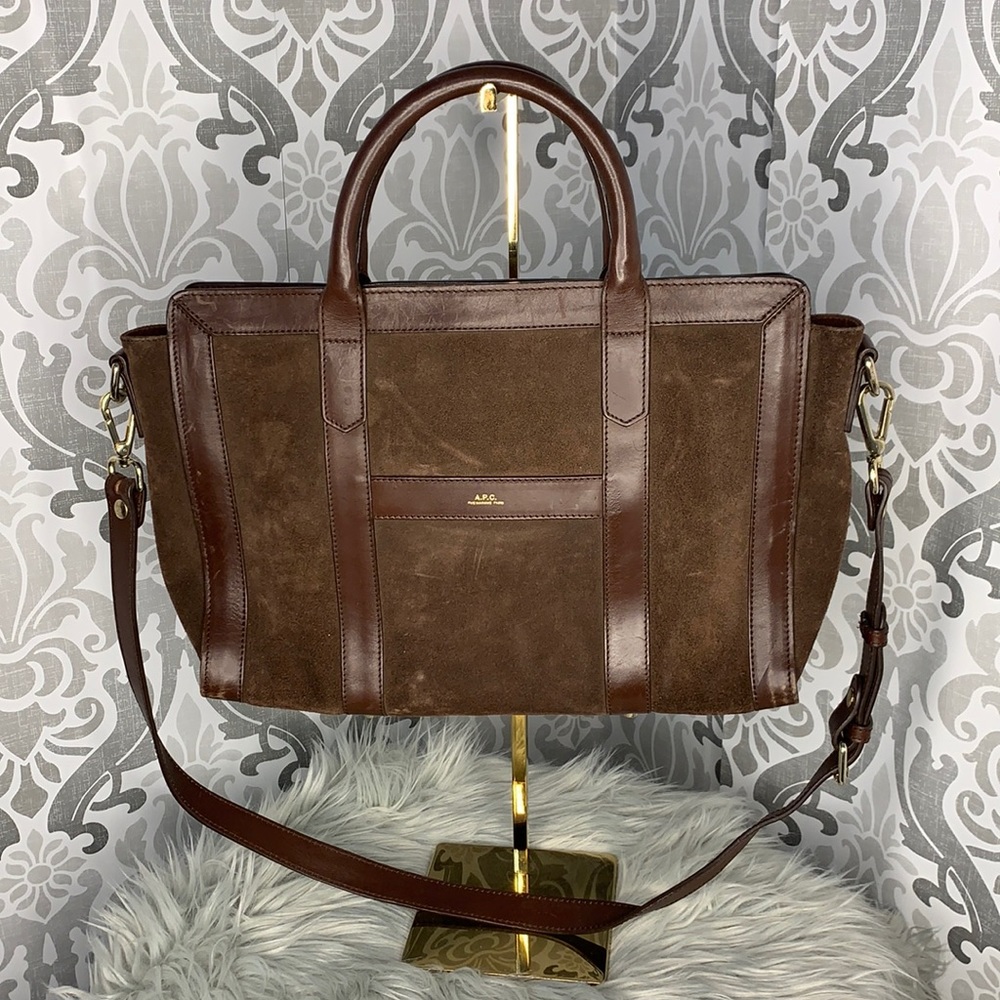 A.P.C. Brown Suede Shoulder Handbag